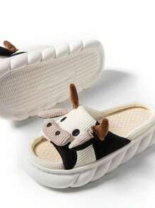 Pantuflas de estar por casa para hombre, bonitos estampados de animales, sencillas. - Blanco - Ver 5