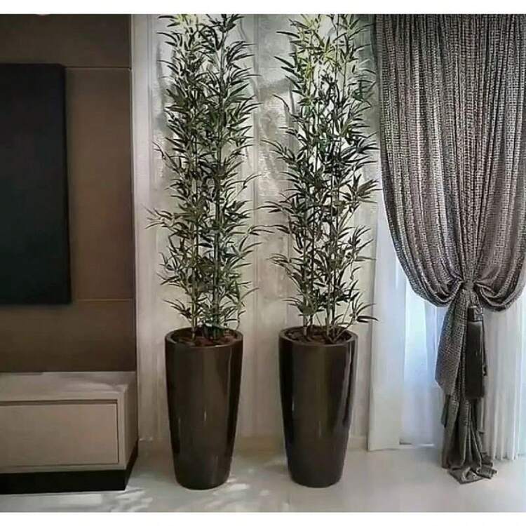 KIT 4 Haste De Bambu Artificial Folhagem Decoração Para Arranjos 1M - Verde - Visão 1