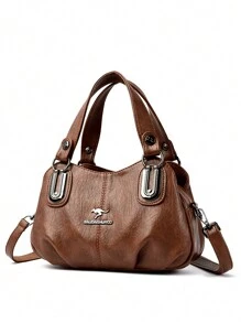 2025新款奢华女士手提包，设计师斜挎包，大容量女士单肩包，时尚品牌柔软女士皮革邮差包 - 棕色 - 查看 8