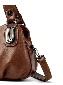 2025新款奢华女士手提包，设计师斜挎包，大容量女士单肩包，时尚品牌柔软女士皮革邮差包 - 棕色 - 查看 9