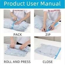 8 件装压缩袋旅行必需品节省空间的袋子手卷式密封真空储物袋衣物收纳袋家居包装袋适用于鞋子化妆品棉被床上用品 - 透明 - 查看 7