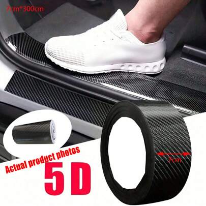 1個 黒 5Dカーボンファイバー 7cm*300cm 車のドアエッジガード バンパープロテクター トリムガード ステッカー DIY 個性化対応、汎用車モデルに適しています