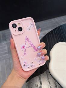 Conjunto 5 em 1 da Apple: capa para celular + capa protetora para cabo de dados com padrão de letras A-S, capa protetora para adaptador de carregamento rápido rosa compatível com iPhone 7/8/7p/8p/X/Xs/Xr/Xsmax/11/11pro/11promax/12/12pro/12promax/12MINI/13/13pro/13promax/13MINI/14/14pro/14plus/14promax/15/15pro/15plus/15promax - Multicolorido - Ver 6