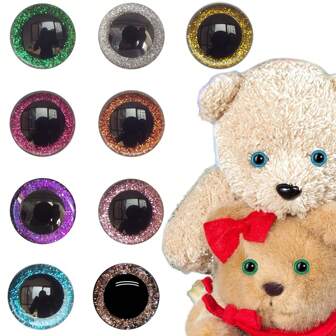 20/10/2pcs 3D Sparkly Crystal Eyes, 9/12/14/16mm, 10 Colors, Glitter TY Eyes Plastic Craft, Eyeballs, Animal Realistic Eyes, Small Doll Eyes, Craft Eyes, Eyes With Washers, Suitable For Stuffed Animals, Crochet, Knitting, Animal Eyes Making, Nose Pads Accessory Set, DIY Handcrafting Supplies