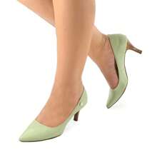 Scarpin Feminino Menta Bico Clássico Salto Baixo Confortável