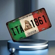 1 Stück vintage italienische Kolosseum Automobil-Kennzeichen Wandkunst - Retro Metallschild, für Zuhause, Garage, Café, Restaurant, Bar Dekoration - römisches Italien Flaggen Design, 1861, 30*15cm, Heimdekoration, Raumdekoration, Wanddekoration