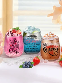 16oz Glass, Personalized Gift For Women, Considerate Birthday Gift For Women, Personalized Glass Birthday Wine Cup, Suitable For Female Friends, Mothers, Wives, Sisters, Aunts, Teachers, Good Friends, Wine, Juice, Coffee, Black Tea, Hot Chocolate, Milk, Etc. - Transparent - View 1