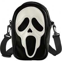 1pc Halloween Pumpkin Crossbody Bag, Pu Leather Novelty Ghost Purse Cute Spooky Season Gothic Shoulder Bag For Women Men Adult Teen, Ideal Christmas Valentine'S Day Gifts, Halloween Party Essentials Halloween Decorations, Foldable Storage Bags,Boho Vibes