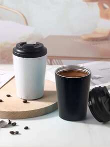 1pc Fashion Coffee Cup Bottle, Portable Vacuum Insulated Tumbler For Home & Car Use Water Bottle - Multicolor - View 3