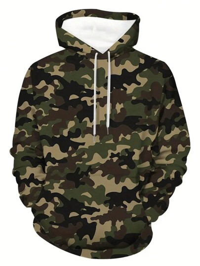 Men Fashionable Camouflage Hoodie , Stylish 3D Printed Sweatshirt For All-Season Comfort - Urban Style, Fall, Long Sleeve Top