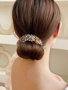 新款时尚仿珍珠和水钻发髻制作器，女士多功能美发工具 - 彩色 - 查看 4