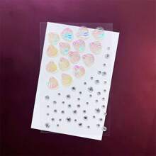 1 张美人鱼亚克力精致闪亮水钻贴纸，美人鱼风格贝壳形状和凸圆形水钻贴纸，适用于万圣节、圣诞节、狂欢节、生日、化妆、酒吧、俱乐部、狂欢派对、摄影道具、舞台表演 - 彩色 - 查看 14