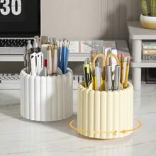 1个360°旋转化妆刷桌面收纳盒，大容量化妆品收纳盒，适用于梳妆台、学生笔筒，女士礼物，圣诞礼物，女士送礼佳品 - 彩色 - 查看 2