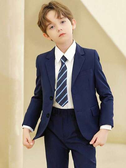 Conjunto de paletó e calça de manga comprida com decote em V, uniforme de anfitrião, roupa para recital de piano, terno de portador de alianças, estilo britânico