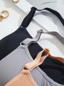 Juego de 3 brasieres cómodos y ventilados inalámbricos, con copa suave y sólida, ropa interior para mujer