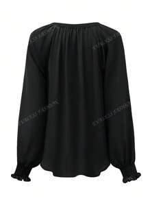 Blouse à manches lanternes avec col cranté, imprimé fantôme pailleté pour Halloween