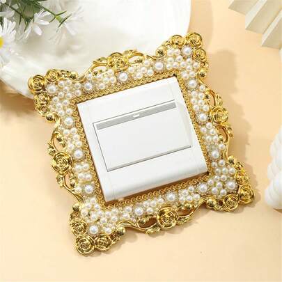 1pc Piece Of ABS Faux Faux Pearl Switch Sticker, Imitation Dirt And Dust Switch Protective Cover, Wall Decoration, Halloween Decoration, Classroom Decoration,Stickers,Wall Decal, Vinyl Decal For Home Decorations,Spring Decoration Items Refresh Your Home,Rama Decoration Stickers