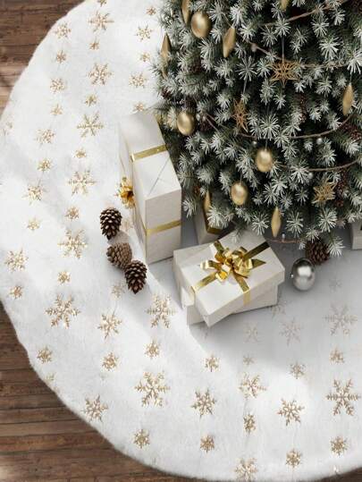 1/3件装，圣诞树裙，白色蓬松布料圣诞装饰亮片雪花树底垫厚绒地毯，场景装饰，房间装饰，家居装饰，节日派对装饰，圣诞装饰，圣诞节最佳礼物，生日圣诞装饰，家居圣诞礼物，圣诞装饰