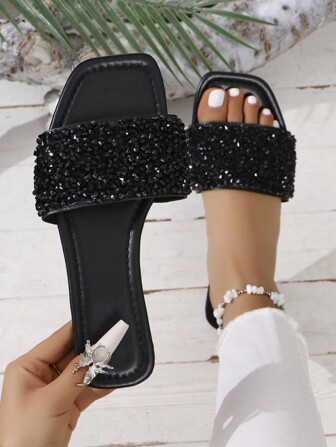 Women's Fashionable Sequin Sandals For Daily Wear