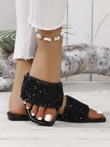 Women's Fashionable Sequin Sandals For Daily Wear