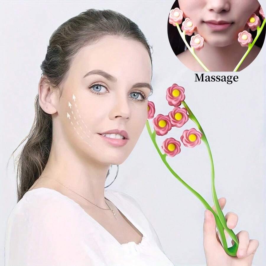 Wałek do masażu twarzy, symetryczna dwuwarstwowa konstrukcja, narzędzie do napinania i liftingu skóry, bezzapachowy, obsługa ręczna - Wielokolorowe - Zobacz 1