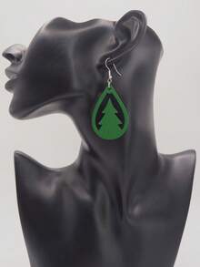 1 cặp bông tai gỗ hình cây thông Noel sáng tạo, ngôi sao và con nai - phong cách khác nhau - Xem 2