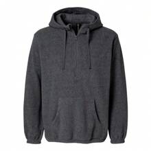 Burnside Polar Fleece Quarter-Zip Hooded Pullover - 100% Polyester - (SA10498) - 深灰色 - 查看 1