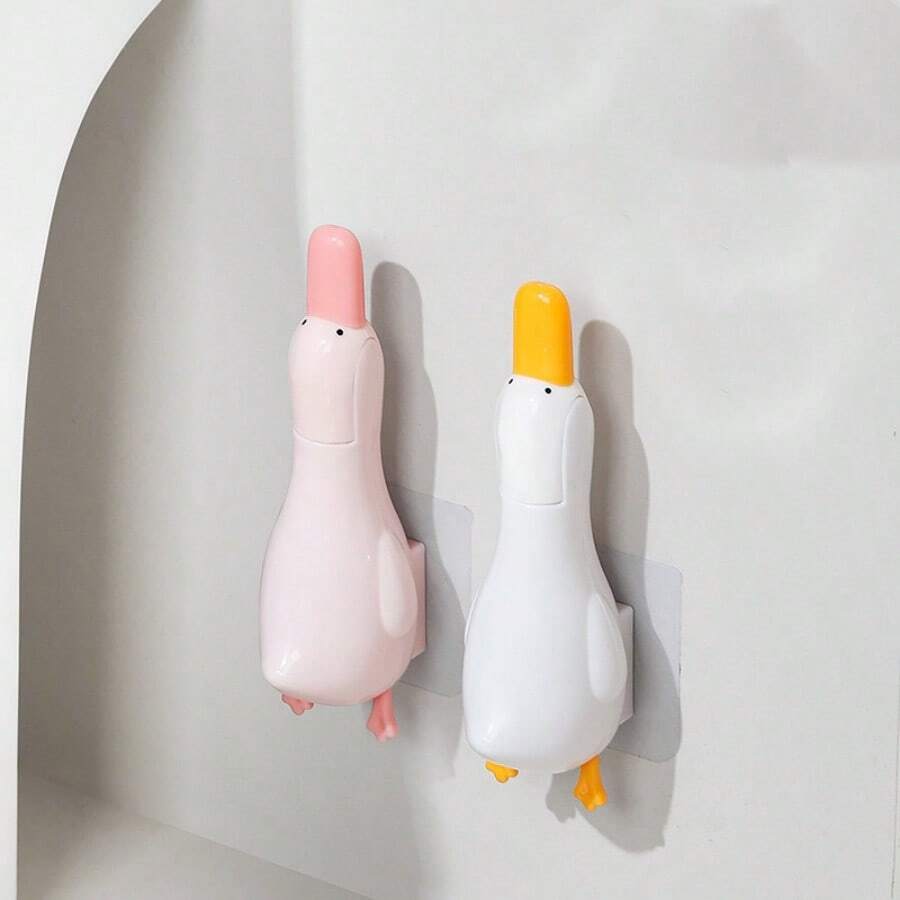 Household Cleaning Clip Cute Duck Bathroom Hair Clip Small Clip Multifunctional Broom Cleaning Clip Bathroom Wall-Mounted Storage 2-In-1 Shovel Mouth Cleaning Stains Drain Sink Toilet Gaps Clip - Multicolor - View 1