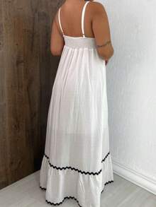 Marte Moda Long Strap Dress With Cyan Details Summer - trắng - Xem 2
