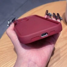 酒红色简约加厚手机壳,防摔设计,TPU手机后盖,适用于 16/16plus/16pro/16promax/15/15plus/15pro/15promax/11/12/13/14promax/11pro/11promax/12pro/12promax/13pro/13promax/14pro/14promax/14plus,防水防震防刮 - 酒紅色 - 查看 7