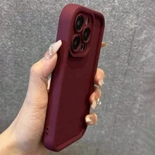 酒红色简约加厚手机壳,防摔设计,TPU手机后盖,适用于 16/16plus/16pro/16promax/15/15plus/15pro/15promax/11/12/13/14promax/11pro/11promax/12pro/12promax/13pro/13promax/14pro/14promax/14plus,防水防震防刮 - 酒紅色 - 查看 3