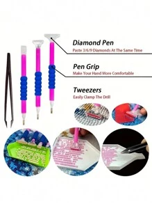 1 Set 28-Grids Diamond Painting Storage Box - Organized Container With Funnel, Stickers, Pen And Embroidery Accessories, For Diamond Painting