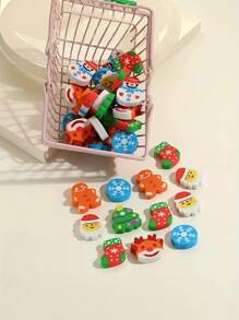 15 sztuk gumek do ścierania w kształcie sześcianu z motywem świątecznym - wzory z kreskówek: Święty Mikołaj, Bałwan, Choinka, Renifer - gumka do ścierania z gumy syntetycznej, odpowiednia do artykułów szkolnych i nagród dla uczniów