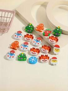 15 sztuk gumek do ścierania w kształcie sześcianu z motywem świątecznym - wzory z kreskówek: Święty Mikołaj, Bałwan, Choinka, Renifer - gumka do ścierania z gumy syntetycznej, odpowiednia do artykułów szkolnych i nagród dla uczniów