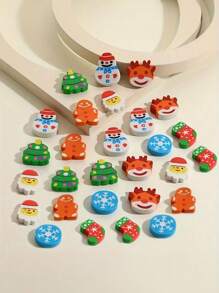 15 sztuk gumek do ścierania w kształcie sześcianu z motywem świątecznym - wzory z kreskówek: Święty Mikołaj, Bałwan, Choinka, Renifer - gumka do ścierania z gumy syntetycznej, odpowiednia do artykułów szkolnych i nagród dla uczniów