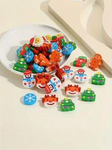 15 sztuk gumek do ścierania w kształcie sześcianu z motywem świątecznym - wzory z kreskówek: Święty Mikołaj, Bałwan, Choinka, Renifer - gumka do ścierania z gumy syntetycznej, odpowiednia do artykułów szkolnych i nagród dla uczniów