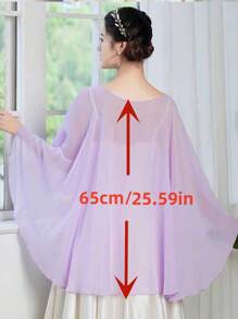 1pc Ladies' Lightweight Chiffon Shawl Wrap For Bridal, Bridesmaids, Summer, Formal Events, Cosplay, Stage Shows, Available In Lavender, Black, White, Red, Plus Size Halloween Fall Clothes For Women - Multicolor - View 7