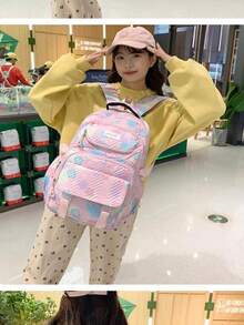 Large Capacity Japanese And Korean Girls High School Student Backpack - 粉色 - 查看 3