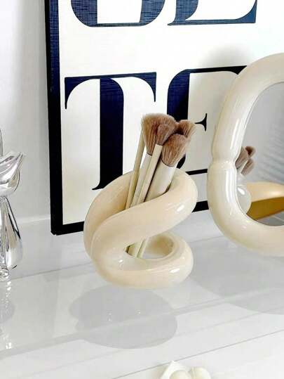 Organizador de cosméticos assimétrico estilo nórdico, 1 peça, porta-escovas de dente, porta-maquiagem, prateleira decorativa de mesa, decoração estética de ambiente, decoração de casa, organizador que economiza espaço para cozinha, banheiro, quarto, volta às aulas