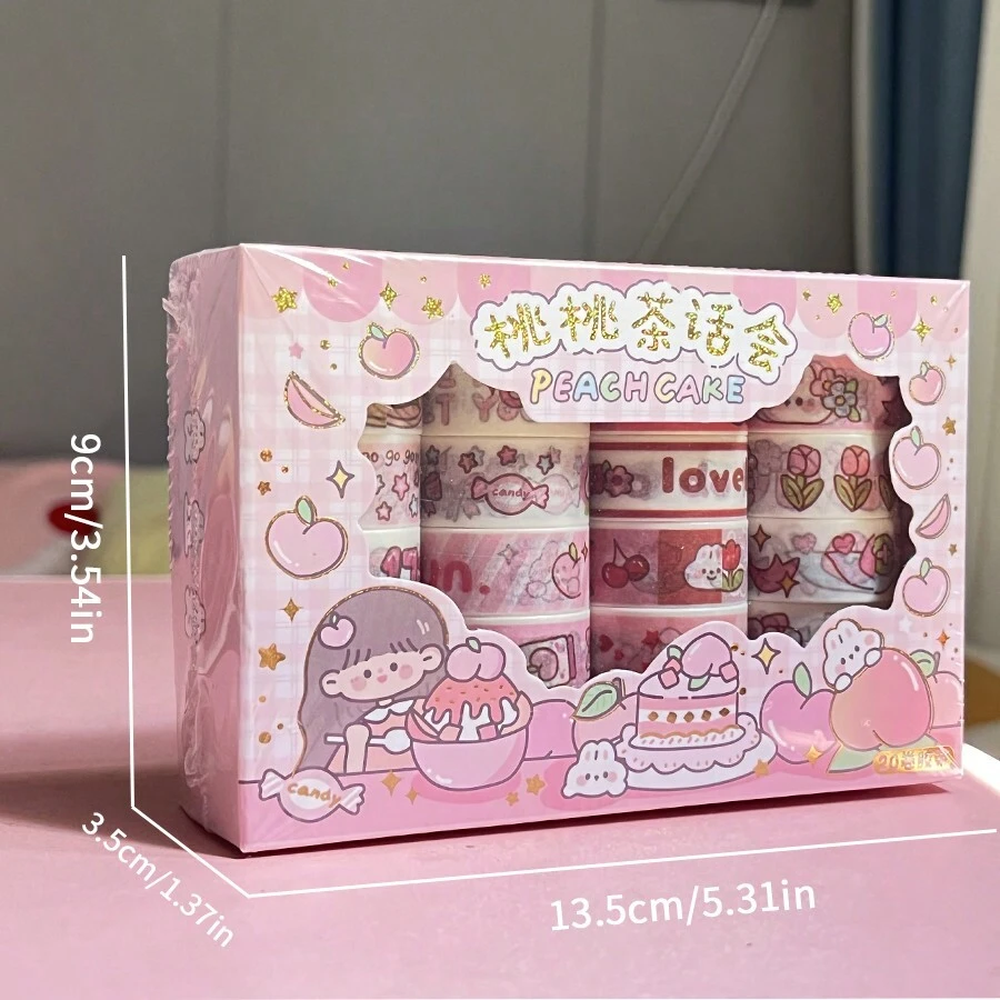 20 卷可爱卡通人物和纸胶带套装，有趣的 DIY 贴纸材料礼品套装 - 卡通膠帶貼紙 - 查看 1