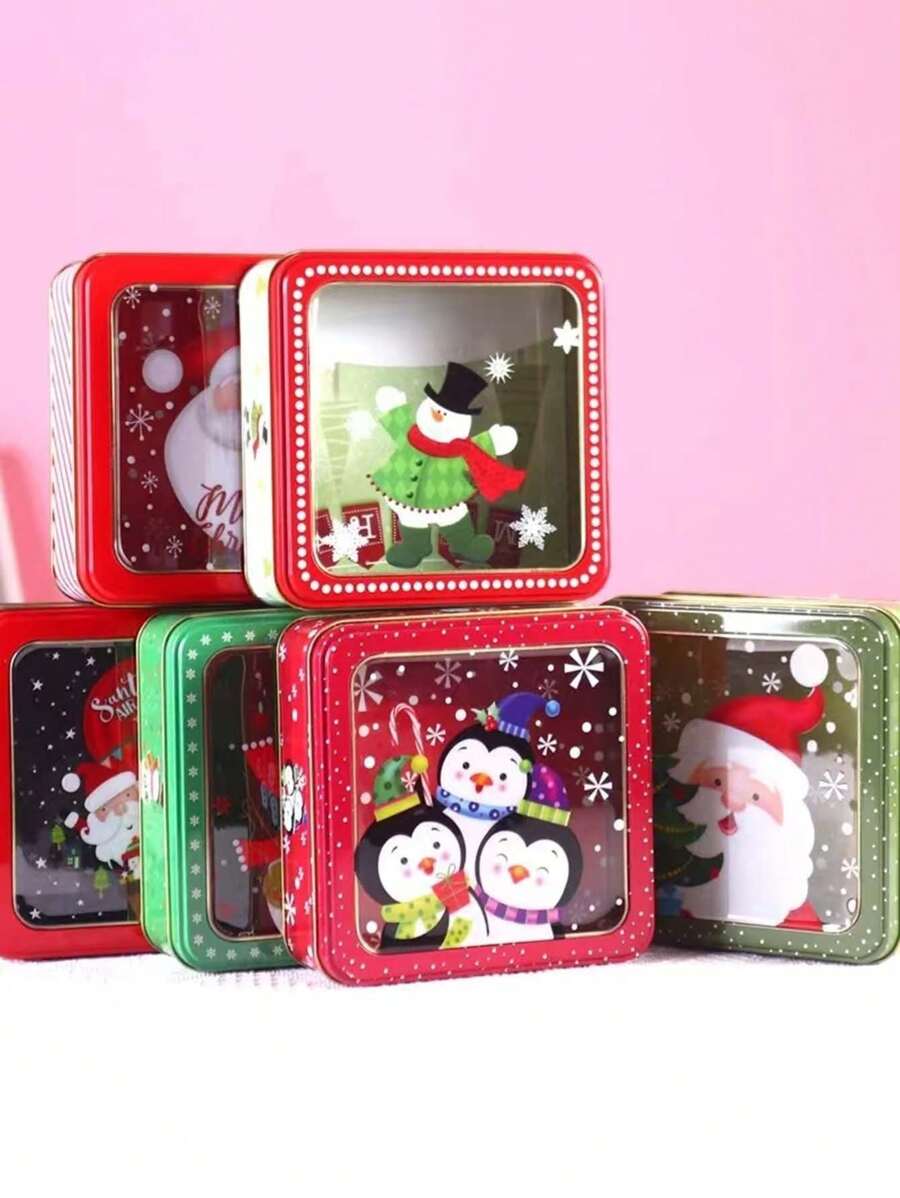 1 hộp quà Giáng sinh bằng thiếc có cửa sổ, hộp đựng bánh quy bằng kim loại, bao bì bánh mousse, hộp thiếc vuông nhỏ để trang trí quà tặng Giáng sinh, đồ lưu trữ trong bếp, đồ sắp xếp nhà bếp, đồ sắp xếp nhà bếp, đồ lưu trữ, nhà bếp, đồ lưu trữ, đồ sắp xếp, đồ sắp xếp, đồ sắp xếp, ngăn kéo, du lịch, đồ dùng nhà bếp, đồ dùng nhà bếp, dụng cụ nhà bếp, đồ dùng nhà bếp. - Nhiều màu - Xem 1