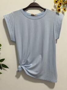 Women's Vest, Sleeveless, Elegant Feminine, Featured Cuffs, Blouse - Màu xanh nhạt - Xem 1