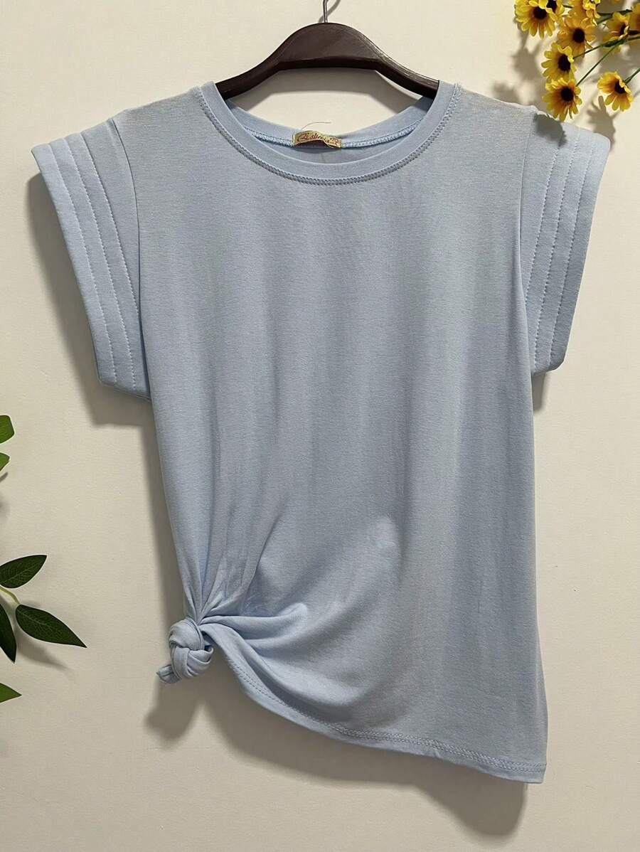 Women's Vest, Sleeveless, Elegant Feminine, Featured Cuffs, Blouse - Màu xanh nhạt - Xem 1