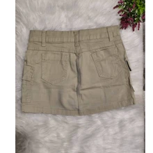 aia Cargo Jeans Infanto Juvenil Preta e Bege Com Bolsos Laterais Ajustavel Na Cintura Blogueirinha - Bege - Visão 3