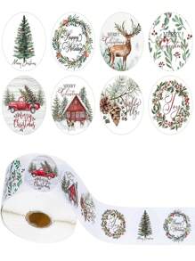 500pcs/Roll Christmas Stickers, Gift Wrapping Labels, Stationery Stickers - Multicolor - View 1