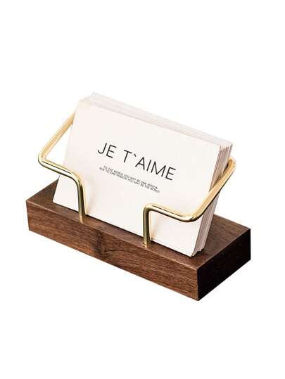 Träställ för visitkortshållare för kontorsbord, visitkortsställ i trä, vykortshållare för kontorsskrivbord