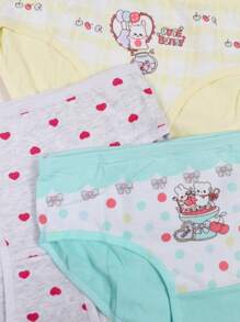 Conjunto de 3 Calzones de algodón para niña, diversos estampados Kawaii, multicolor tonos pastel, suaves y super cómodos. - Multicolor - Ver 3