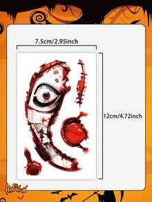 6 件万圣节夜光贴纸血疤临时纹身防水防汗一次性纹身贴纸男女适用脸部、颈部、手臂人体艺术假纹身 - 彩色 - 查看 5