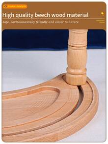 1pc  Beechwood Rotating Embroidery Hoop Stand, Portable Desktop Cross Stitch Frame With Moon-Shaped Base, Easy Assembly, Suitable For Various Embroidery Angles - Khaki - View 5