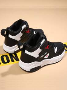 Teenagers' Mid-Top Leather Casual Sneakers, Spring/Autumn Korean Style Simple Fashion Low-Top Lace-Up Athletic Shoes, Classic Low-Top Multipurpose Sports Skateboard Shoes - Black and White - View 3